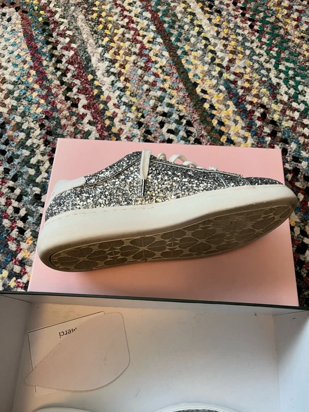 kate spade Silver Glitter Platform Sneakers - Picture 8 of 9